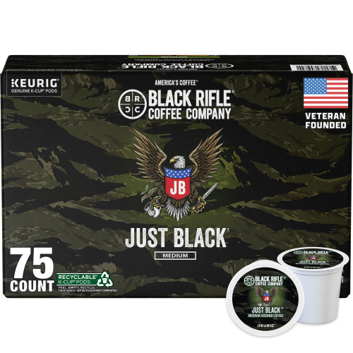 Black Rifle Coffee Company Medium Roast K-Cup Coffee Pods Just Black, Keurig Compatible – front of package