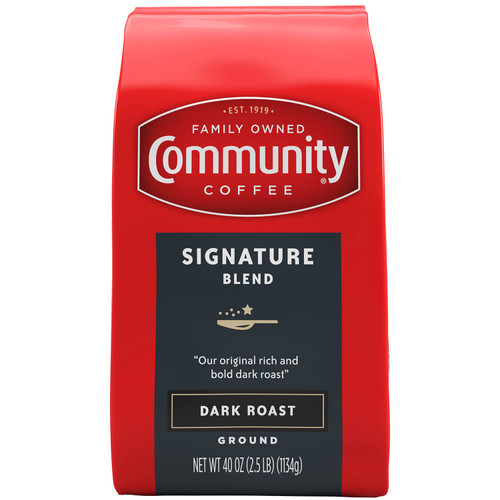 Community Coffee Signature Blend Dark Roast Ground Coffee – front of package