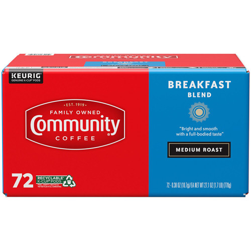 Community Coffee Breakfast Blend Medium Roast Single-Serve Coffee Pods, Keurig Compatible – front of package