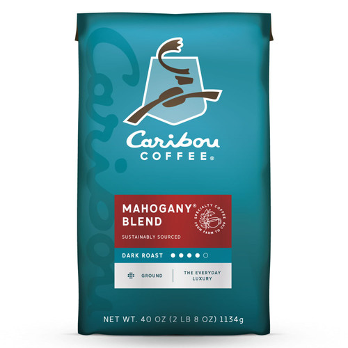 Caribou Coffee Mahogany Dark Roast Ground Coffee – front of package