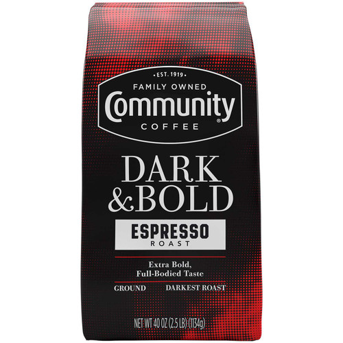Community Coffee Dark & Bold Espresso Roast Ground Coffee – front of package