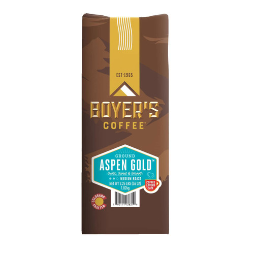 Boyer's Coffee Aspen Gold Medium Roast Ground Coffee – front of package