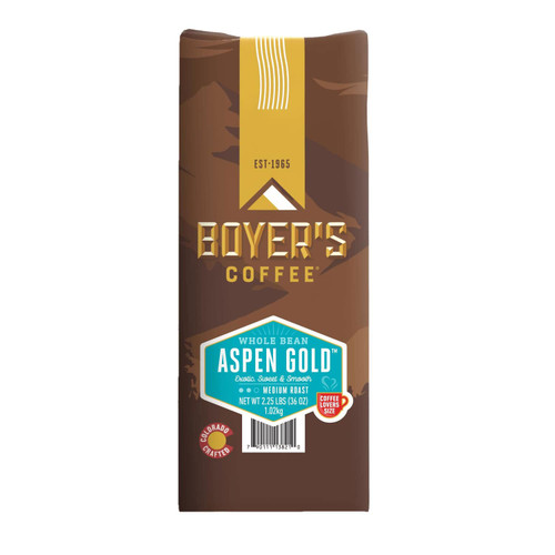 Boyer's Coffee Aspen Gold Medium Roast Whole Bean Coffee – front of package