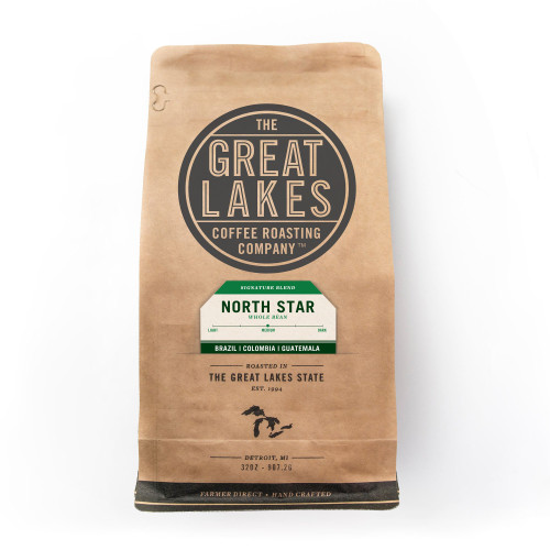 Great Lakes Coffee North Star Blend Medium Roast Whole Bean Coffee – front of package