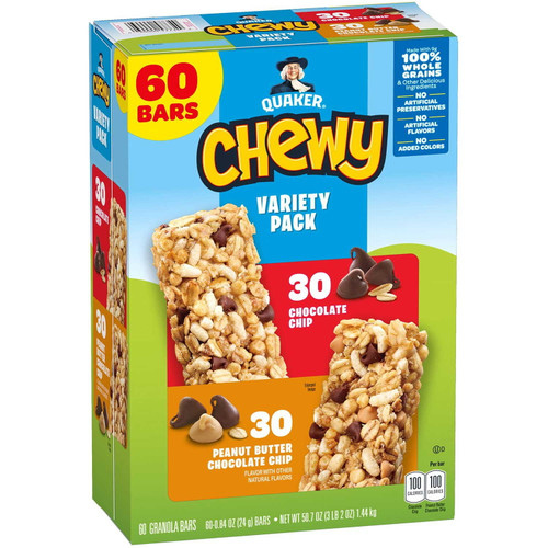 Quaker Chewy Granola Bar, Variety Pack, 60 ct – front of package