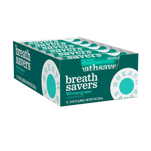 Breath Savers Wintergreen Sugar Free Breath Mints Rolls, 0.75 oz., 24 ct – front of package