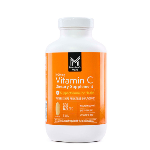 Member's Mark Vitamin C Plus Citrus Bioflavonoids & Rose Hips Tablets, 1000mg, 500 Count – front of package