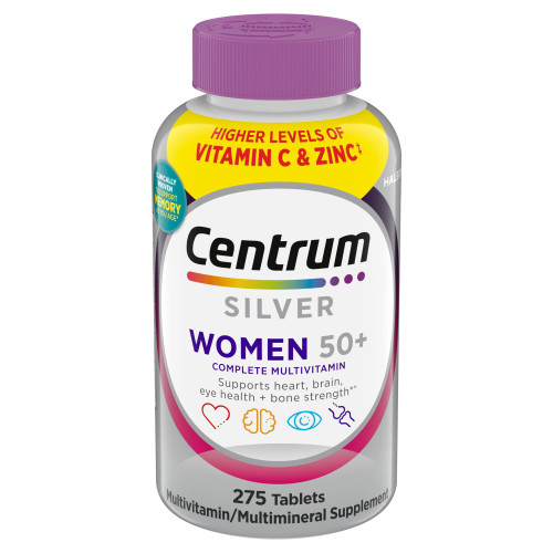 Centrum Silver Multivitamins for Women Over 50, Multimineral Supplement Tablets, 275 Count – front of package