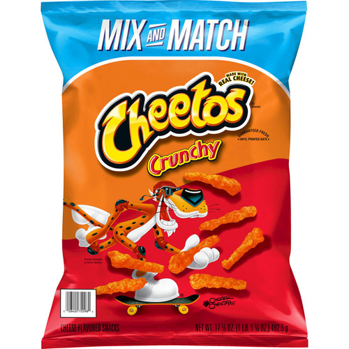Cheetos Crunchy Cheddar Cheese Snacks, 17.37 oz – front of package
