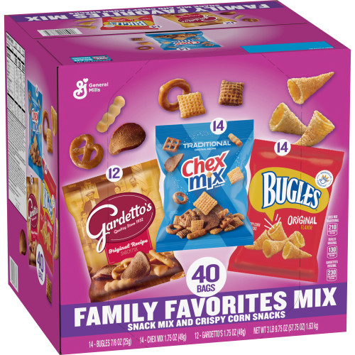 Bugles, Chex Mix & Gardetto Variety Pack Snacks, 40 pk – front of package