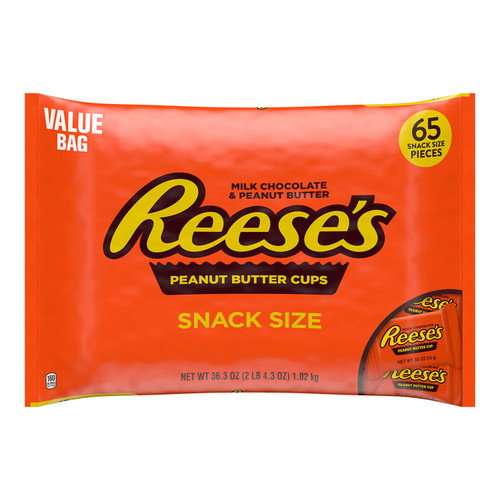 Reese's Milk Chocolate Peanut Butter Cups, Snack Size, 65 pcs – front of package