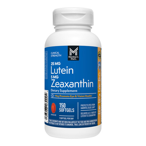 Member's Mark Lutein with Zeaxanthin Softgels, 150 Count – front of package