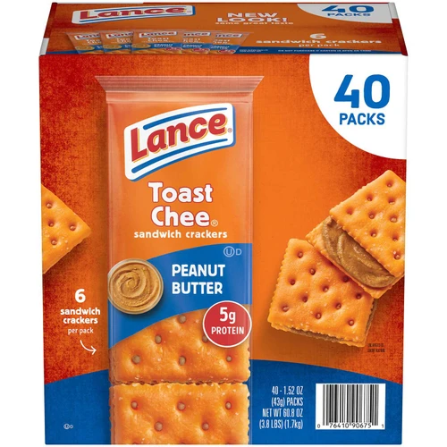 Lance ToastChee Peanut Butter Crackers, 1.52 oz., 40 pk – front of package