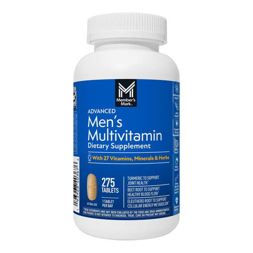 Member's Mark Advanced Men's Multivitamin Tablets, 275 Count – front of package