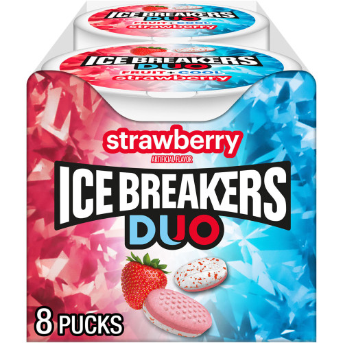 Ice Breakers Strawberry Duos Mints 1.5OZ – front of package