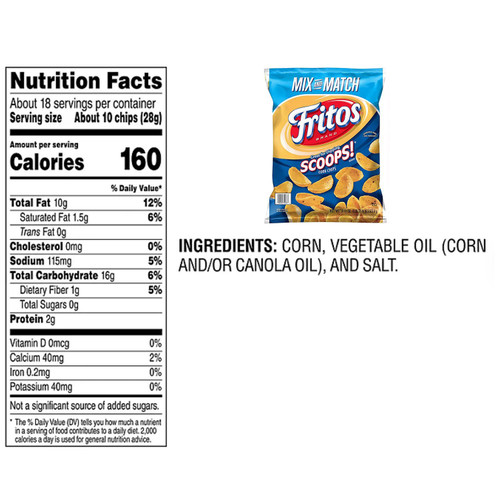 Fritos Scoops! Corn Chips, 18.125 oz – package view 2