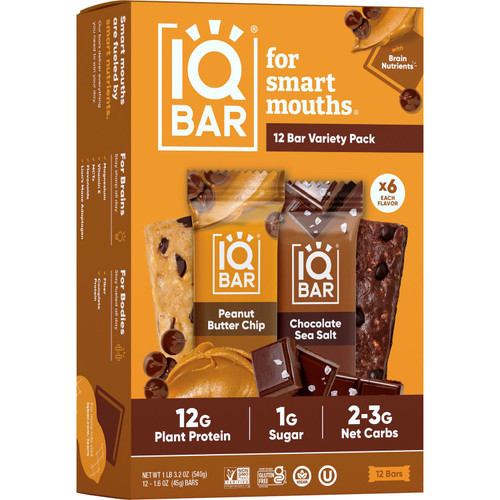 IQBAR Plant Protein Bar Variety Pack, 12 pk – front of package