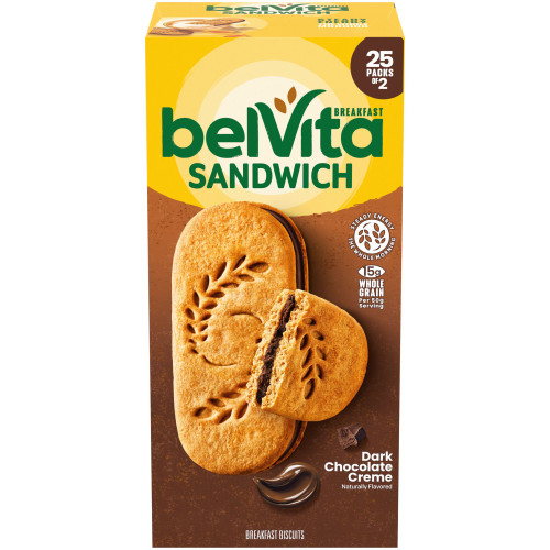 BelVita Dark Chocolate Creme Breakfast Biscuits 25 pk – front of package