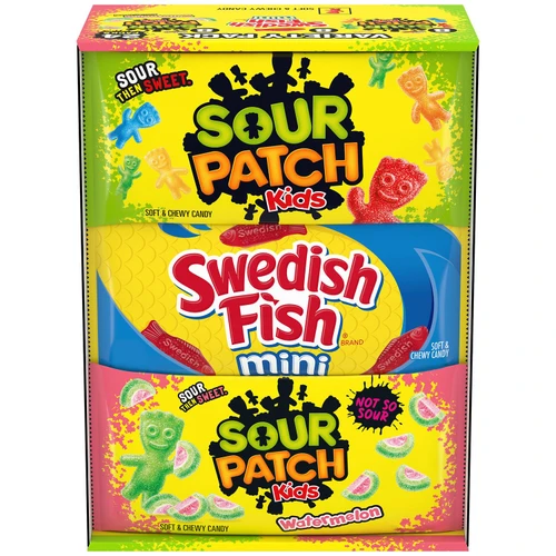 Sour Patch Kids & Swedish Fish Candy, Variety Pack, 2 oz., 24 pk – front of package