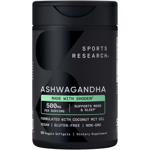 Sports Research Ashwagandha 500mg Plant Based Soft Gels, 90 Count – front of package