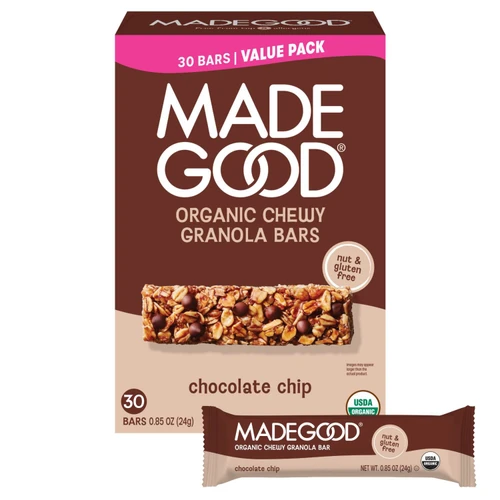 MadeGood Chocolate Chip Granola Bars, .85 oz., 30 ct – front of package
