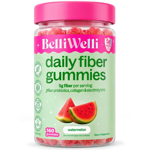 BelliWelli 4-in-1 Daily Fiber Gummies, Watermelon (160 Count) – front of package