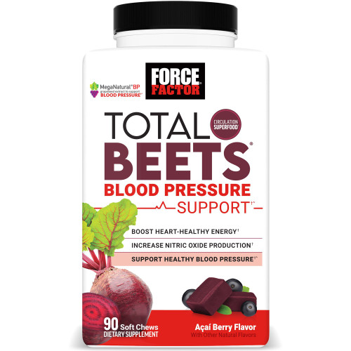 Force Factor Total Beets Blood Pressure Support Soft Chews, Acai Berry Flavor, 90 Chews – front of package