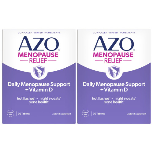 Azo Menopause Support + Vitamin D, 60 Count (2-30 Count boxes) – front of package