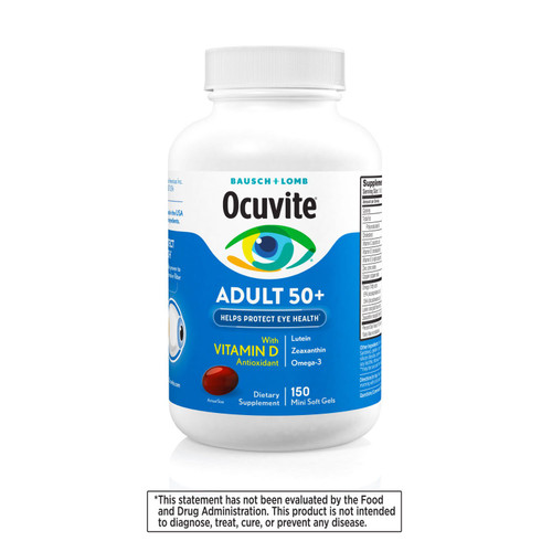 Ocuvite Bausch + Lomb Ocuvite Adult 50+ Eye Supplement Mini Softgels 150 Count – front of package