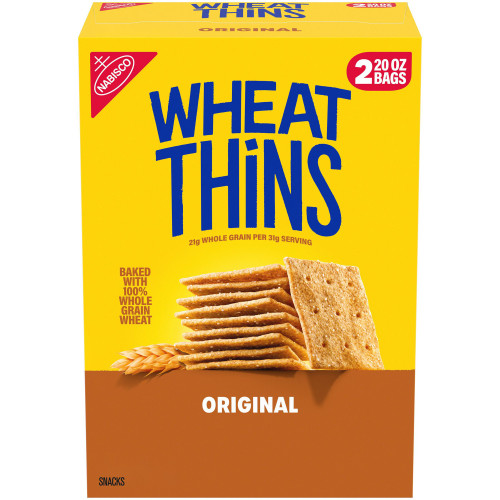 WHEAT THINS Original Snacks Whole Grain Wheat Crackers, 20 oz., 2 pk – front of package