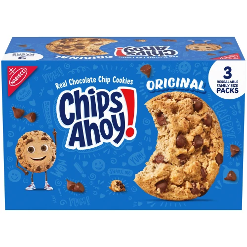 CHIPS AHOY! Chocolate Chip Cookies, Family Size, 18.2 oz., 3 pk – front of package