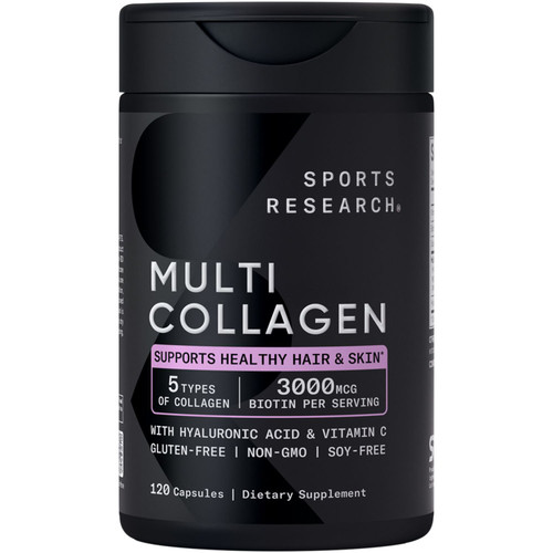 Sports Research Multi Collagen Complex + Biotin 3000mcg Supplement, 120 Count – front of package