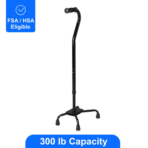 Medline Aluminum Quad Cane with Large Base, 300 lb Capacity, Black – front of package