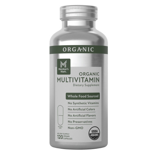 Member's Mark Organic Multivitamin Vegan Capsules, 120 Count – front of package