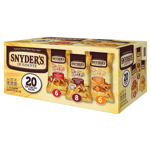 Snyder's of Hanover Variety Pack Pretzel Pieces, 2.25 oz., 20 pk – front of package