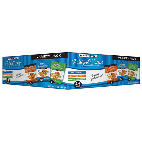 Snack Factory Variety Pack Pretzel Crisps, 1.5 oz., 24 pk – front of package