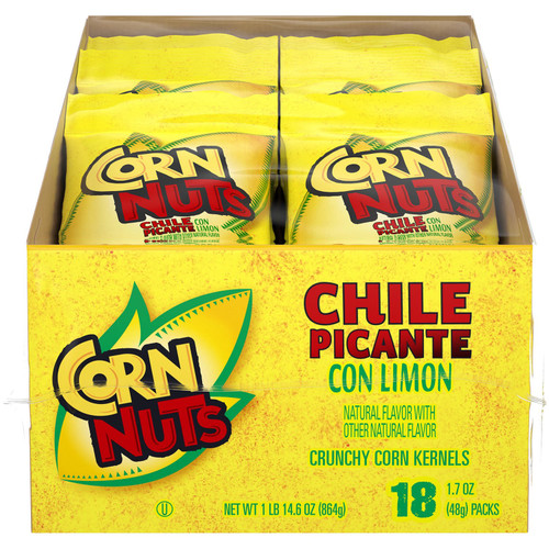 Corn Nuts Chile Picante Con Limon Crunchy Corn Kernels, 1.7 oz., 18 pk – front of package