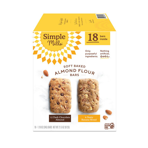 Simple Mills Soft Baked Almond Flour Bars, Variety Pack, 18 ct – front of package