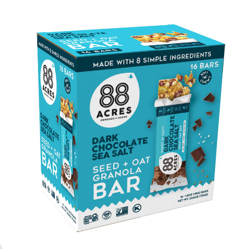 88 Acres Granola Bars, Dark Chocolate Sea Salt Seed+Oat, 16 pk – front of package