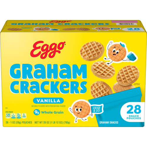 Eggo Graham Crackers Vanilla Graham Snacks, 1 oz., 28 pk – front of package