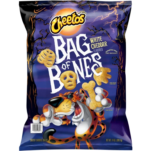 Cheetos Bag of Bones White Cheddar Flavored Cheese Snacks, 14 oz – front of package