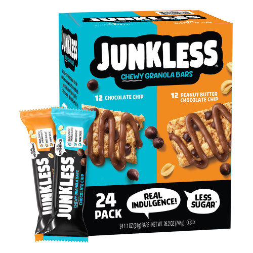 JUNKLESS Chewy Granola Bars, Variety Pack, 24 pk – front of package