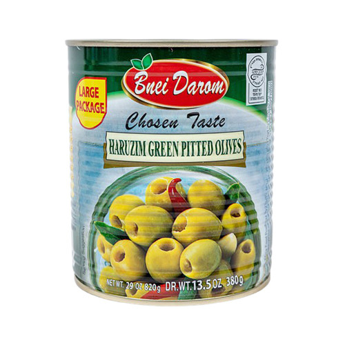 Bnei Darom Green Pitted Olives, 29 oz
