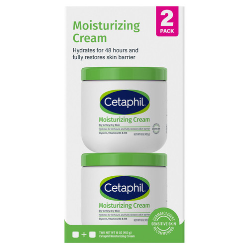 Cetaphil Moisturizing Cream for Dry to Very Dry Skin, Unscented (16 oz, 2 pk) – front of package