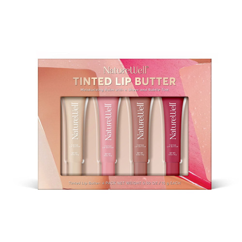 NatureWell Tinted Lip Butter, 0.50 oz, 4 pk – front of package