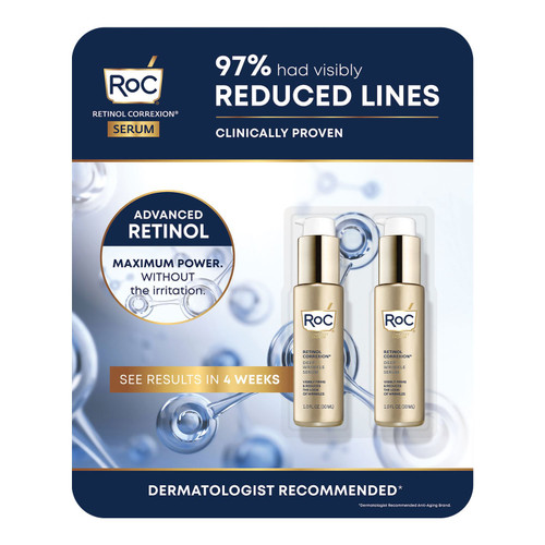 RoC Retinol Correxion Deep Wrinkle Facial Serum, 1 fl oz, 2 pk – front of package