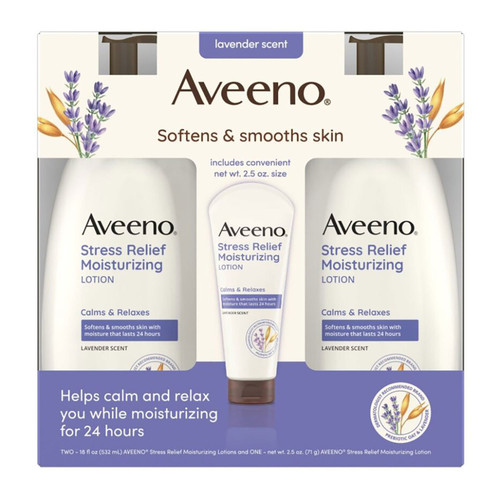 Aveeno Stress Relief Body Lotion, 3 pk – front of package