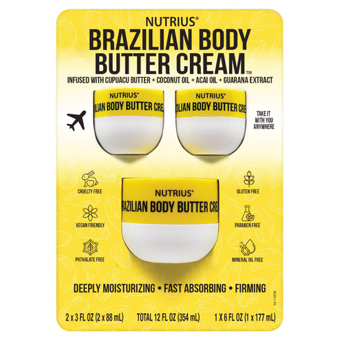 Nutrius Brazilian Body Butter Cream, 12 fl oz – front of package