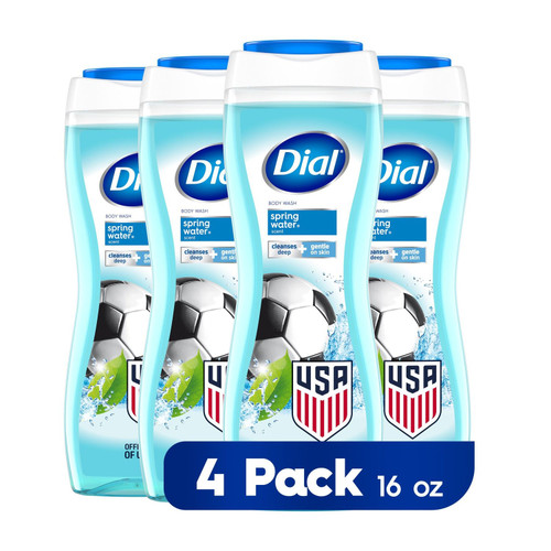 Dial Refresh & Renew Body Wash, Spring Water, 16 fl oz, 4 pk – front of package
