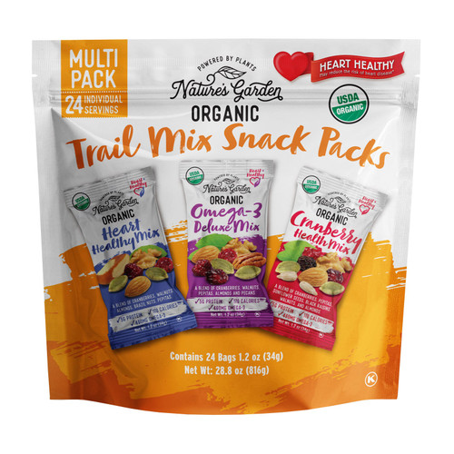 Nature's Garden Organic Trail Mix Snack Packs, Variety Pack, 1.2 oz, 24-Count